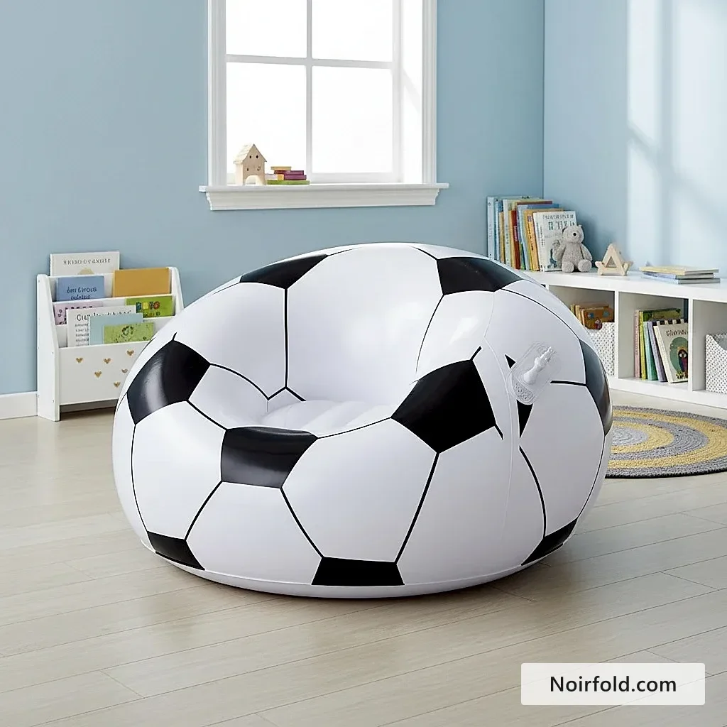 NoirFold Soccer Ball Lounge Chair - Ergonomic Inflatable Seating photo 3