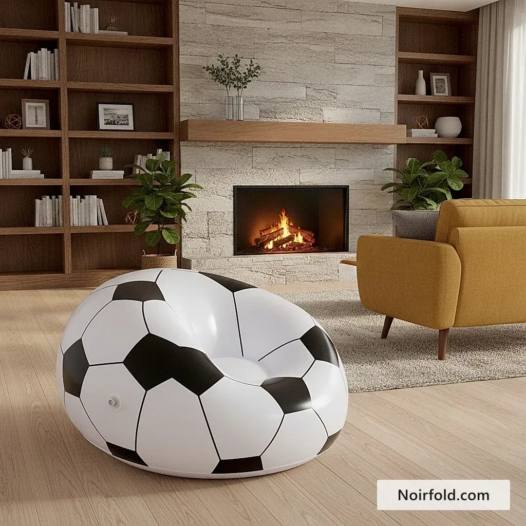 NoirFold Soccer Ball Lounge Chair - Ergonomic Inflatable Seating photo 4