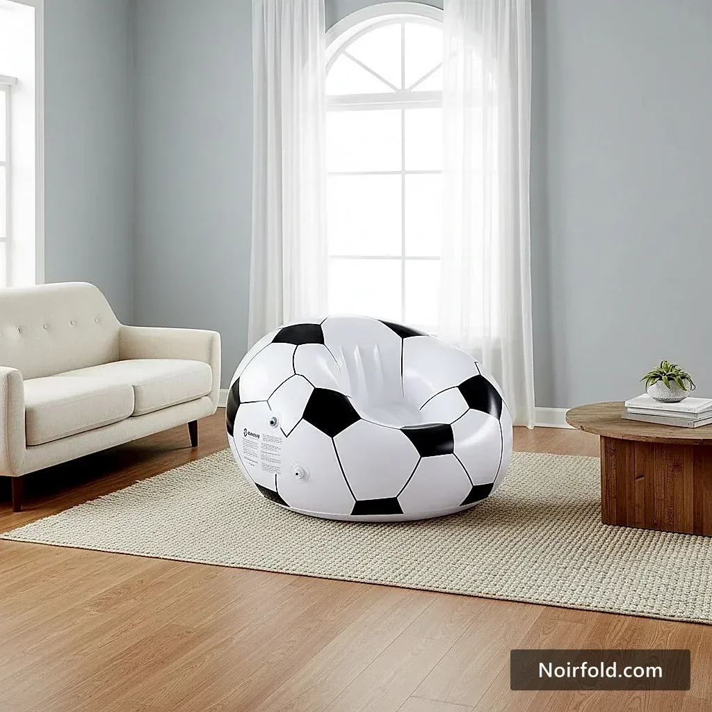 NoirFold Soccer Ball Lounge Chair - Ergonomic Inflatable Seating photo 5