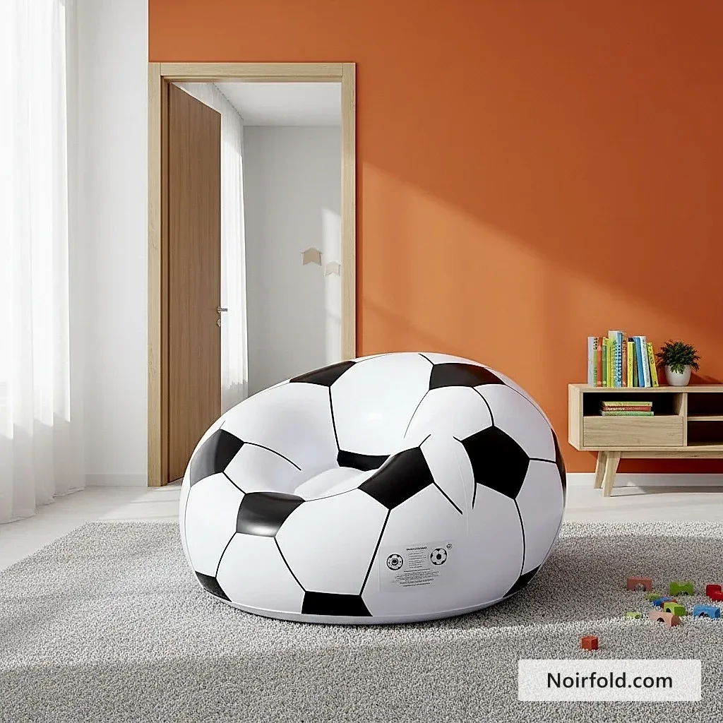 NoirFold Soccer Ball Lounge Chair - Ergonomic Inflatable Seating photo 7