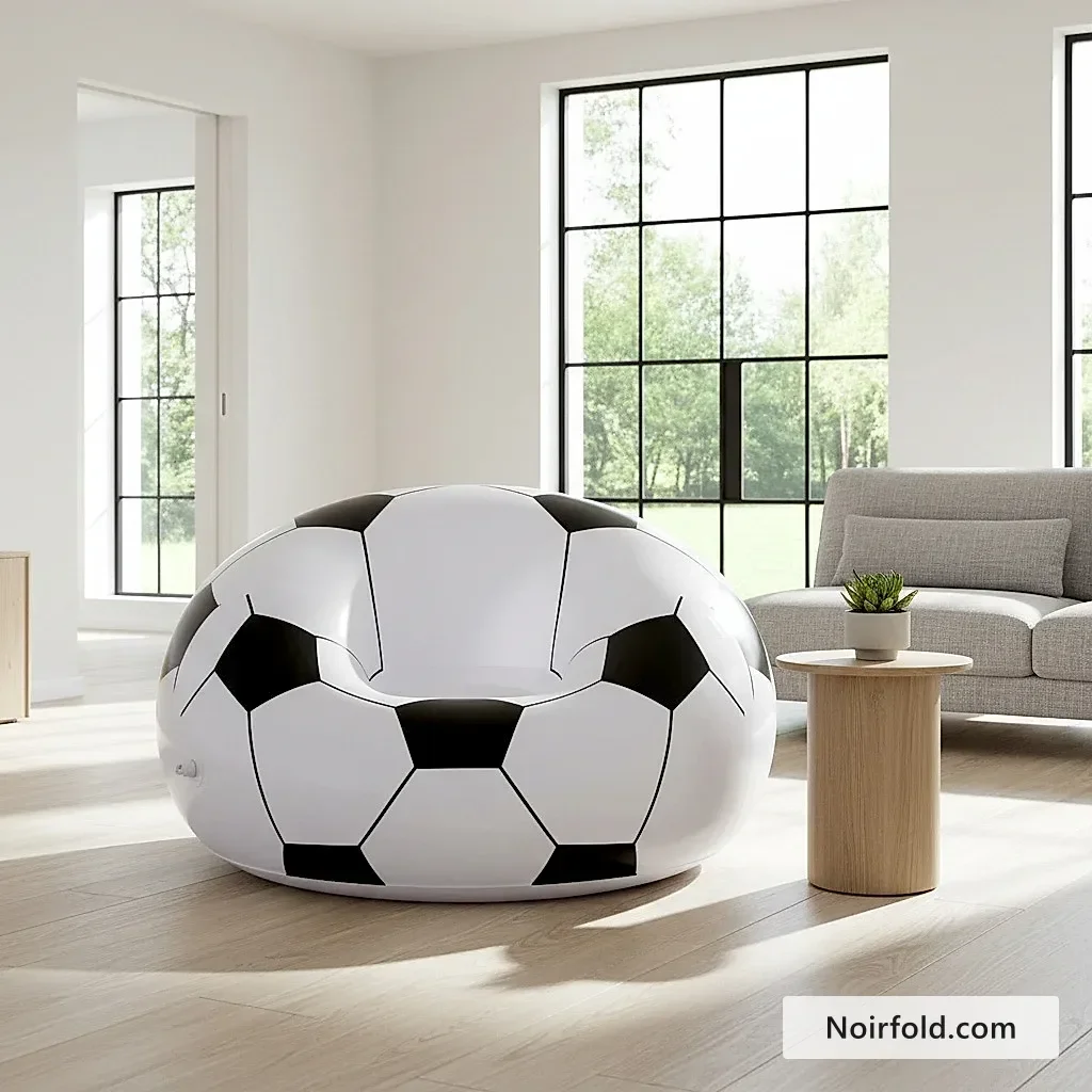 NoirFold Soccer Ball Lounge Chair - Ergonomic Inflatable Seating photo 6