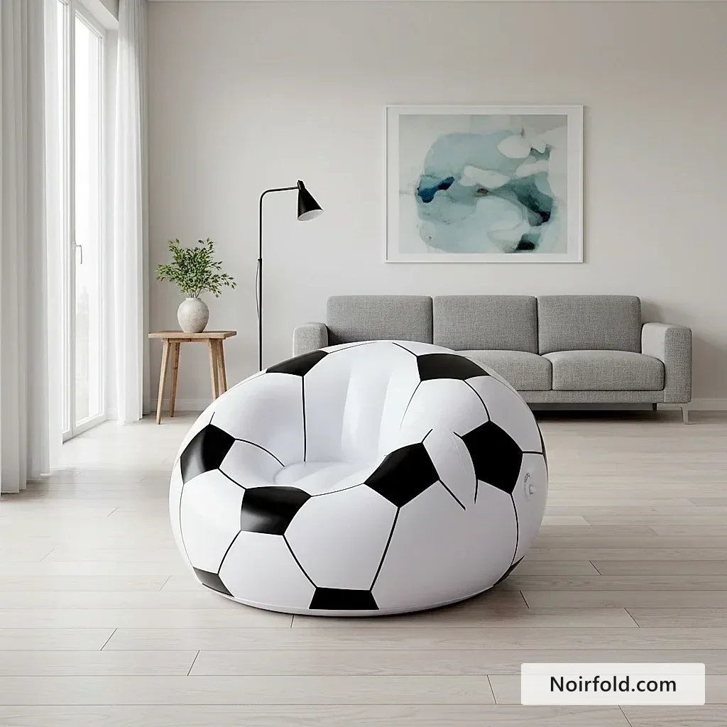 NoirFold Soccer Ball Lounge Chair - Ergonomic Inflatable Seating photo 8