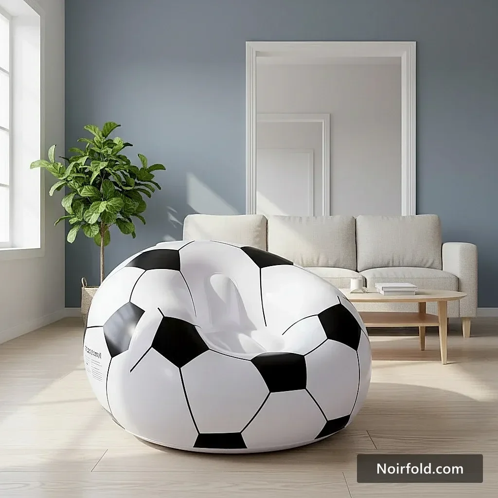 NoirFold Soccer Ball Lounge Chair - Ergonomic Inflatable Seating photo 1