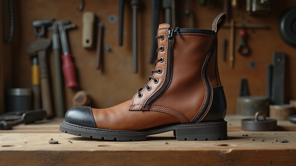 Toe compression inside a steel-toe work boot