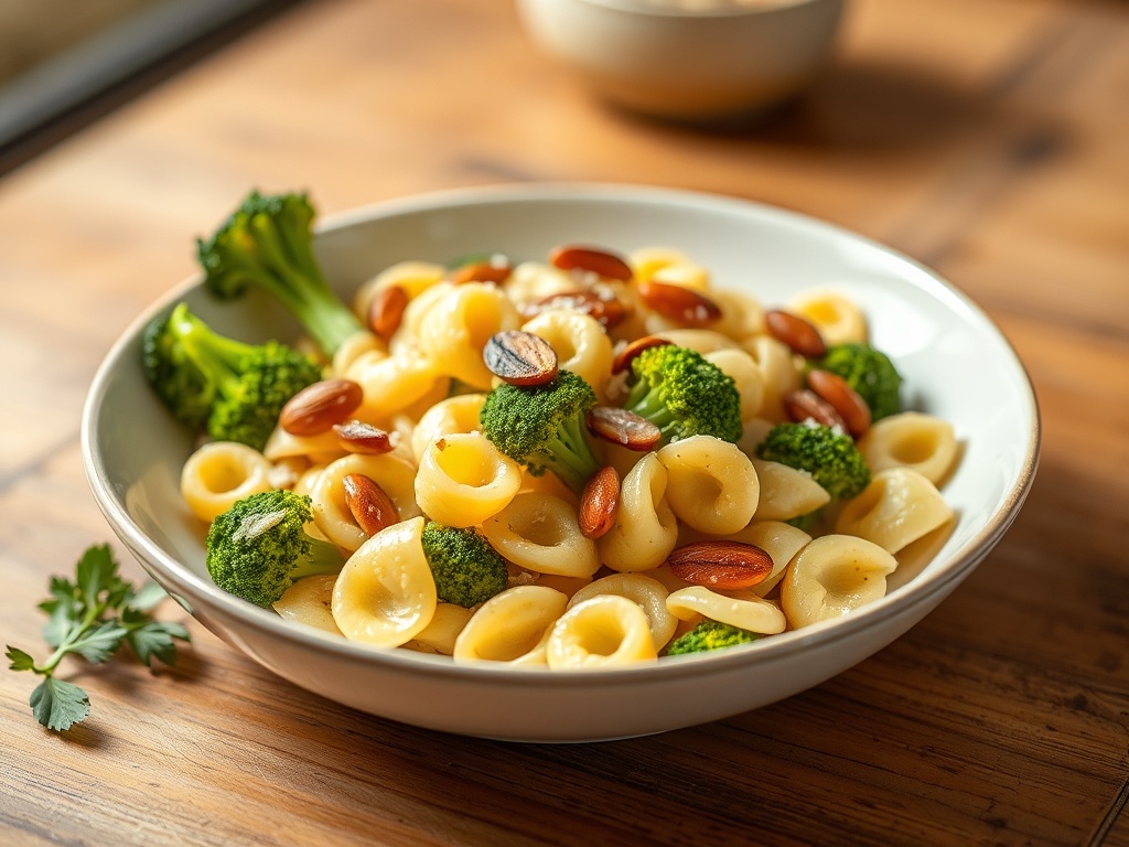 Pâtes Orecchiette "Sprint" aux Brocolis et Croquant d'Amandes : Recette Italienne Maison Facile