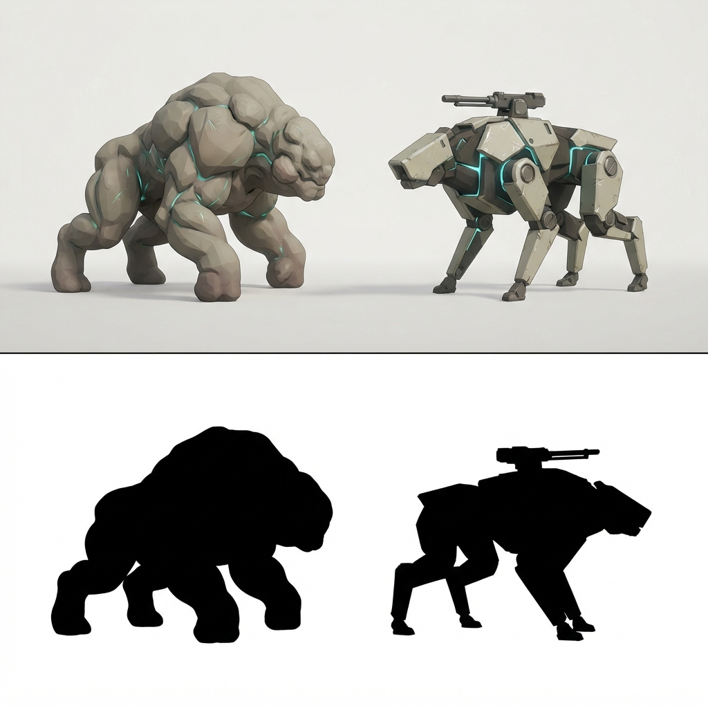 Image: Concept art readability study for a video game: tw