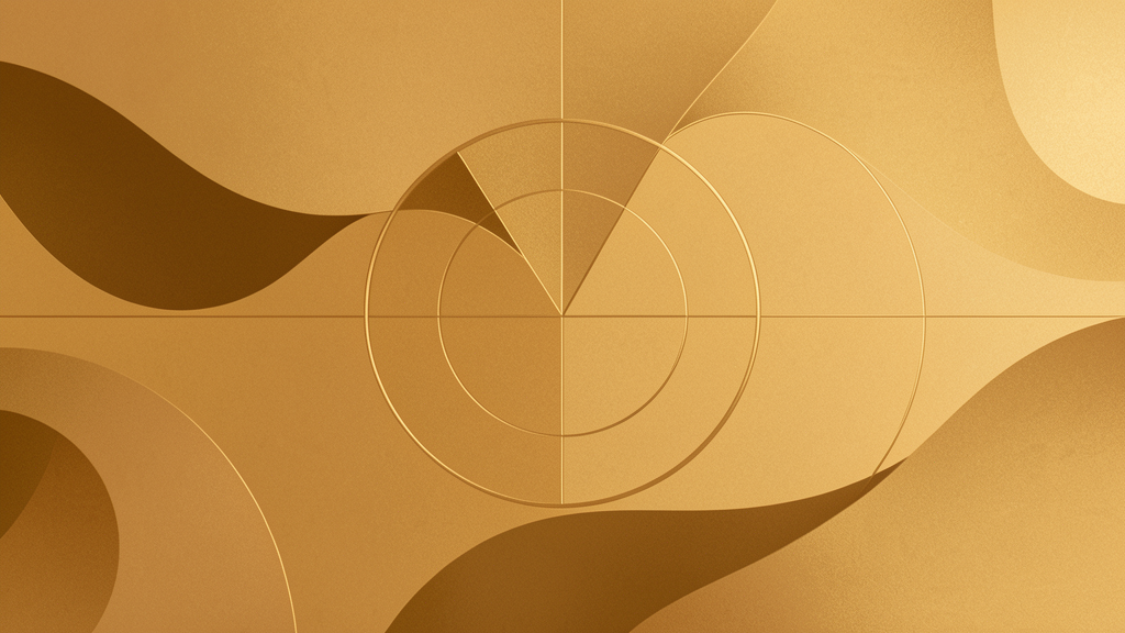 Warm editorial abstract with geometric elements in amber tones