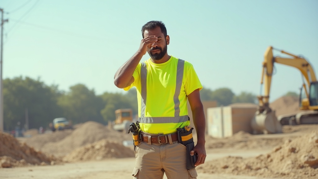 Trabajador en obra bajo el sol con ropa de trabajo para calor extremo