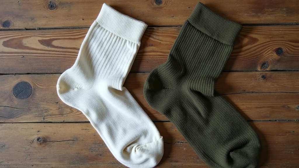 Comparison of cheap cotton work sock versus quality merino wool work sock