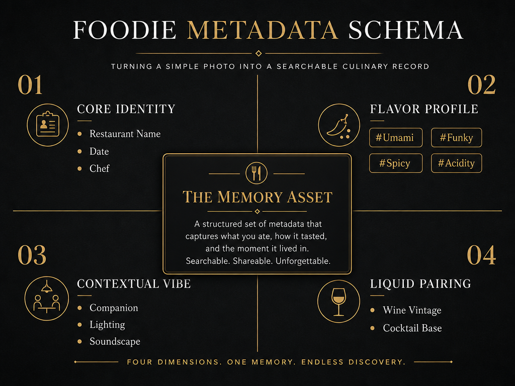 A robust metadata schema ensures your archive is searchable by sensory experience, not just location or date.