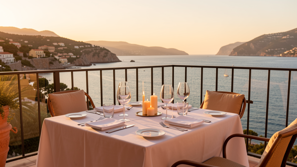 Villa Solara restaurant terrace with sea view