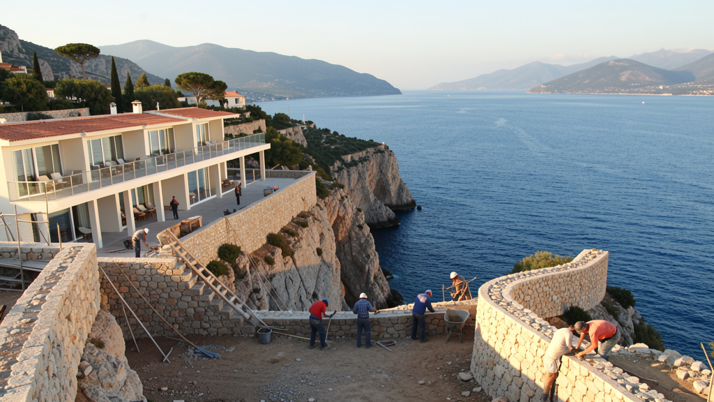 Hotel construction on the cliffs
