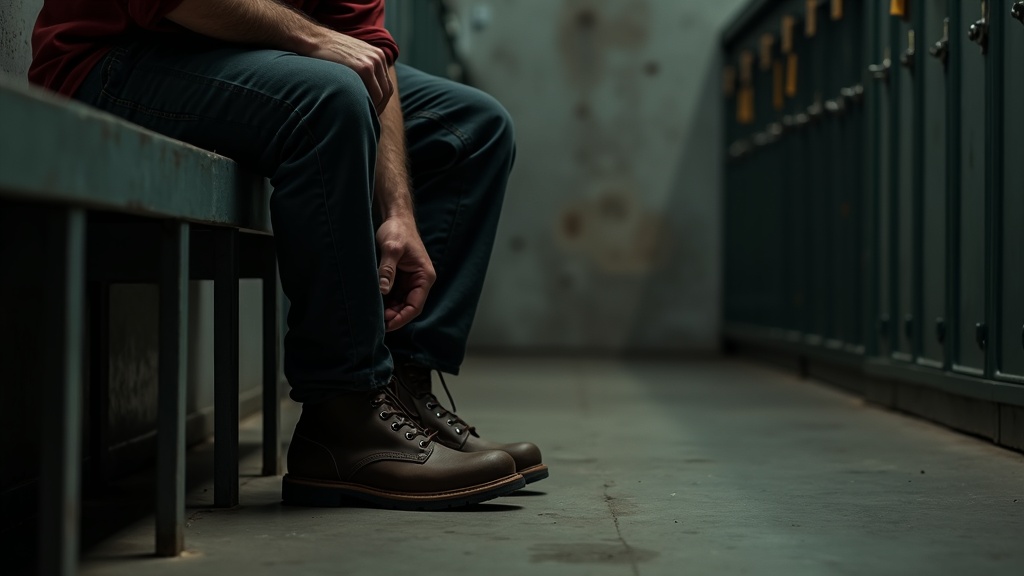 Worker with inner ankle pain from fallen arches at end of shift