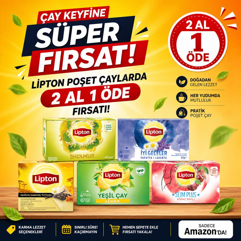 LİPTON POŞET ÇAYLARDA 2 AL 1 ÖDE FIRSATI!