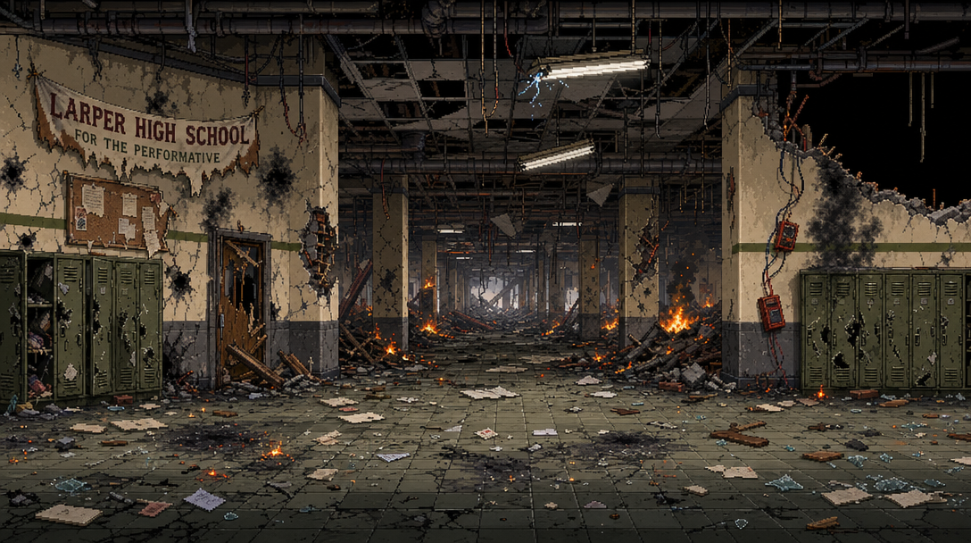 Larper High Destroyed Corridor - Tile-Map Background (2 / 2)