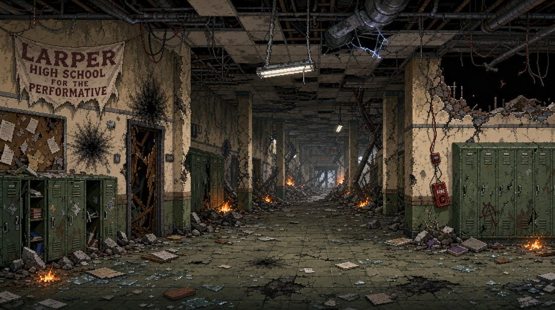 Larper High Destroyed Corridor - Tile-Map Background (1 / 2)