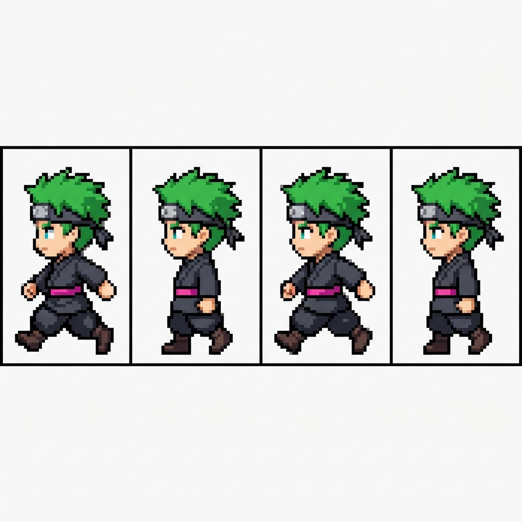 Image: RETRO PIXEL ART walk cycle strip, classic SNES/GBA