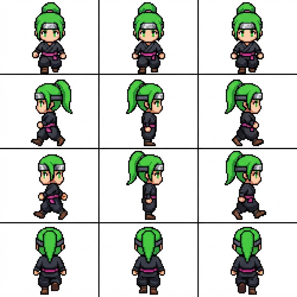 Image: RETRO PIXEL ART character walking sprite sheet for
