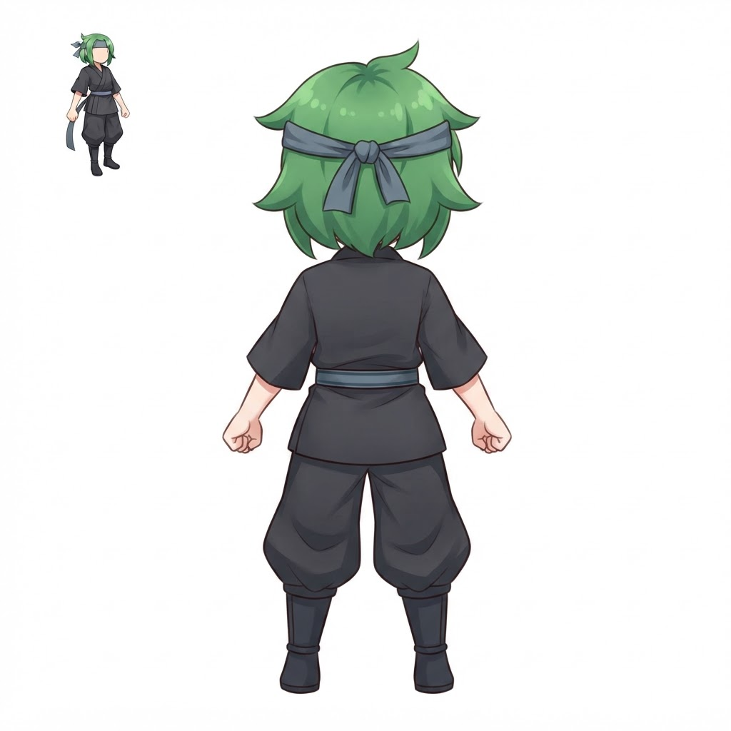 Image: This exact chibi ninja GIRL seen from BEHIND (back