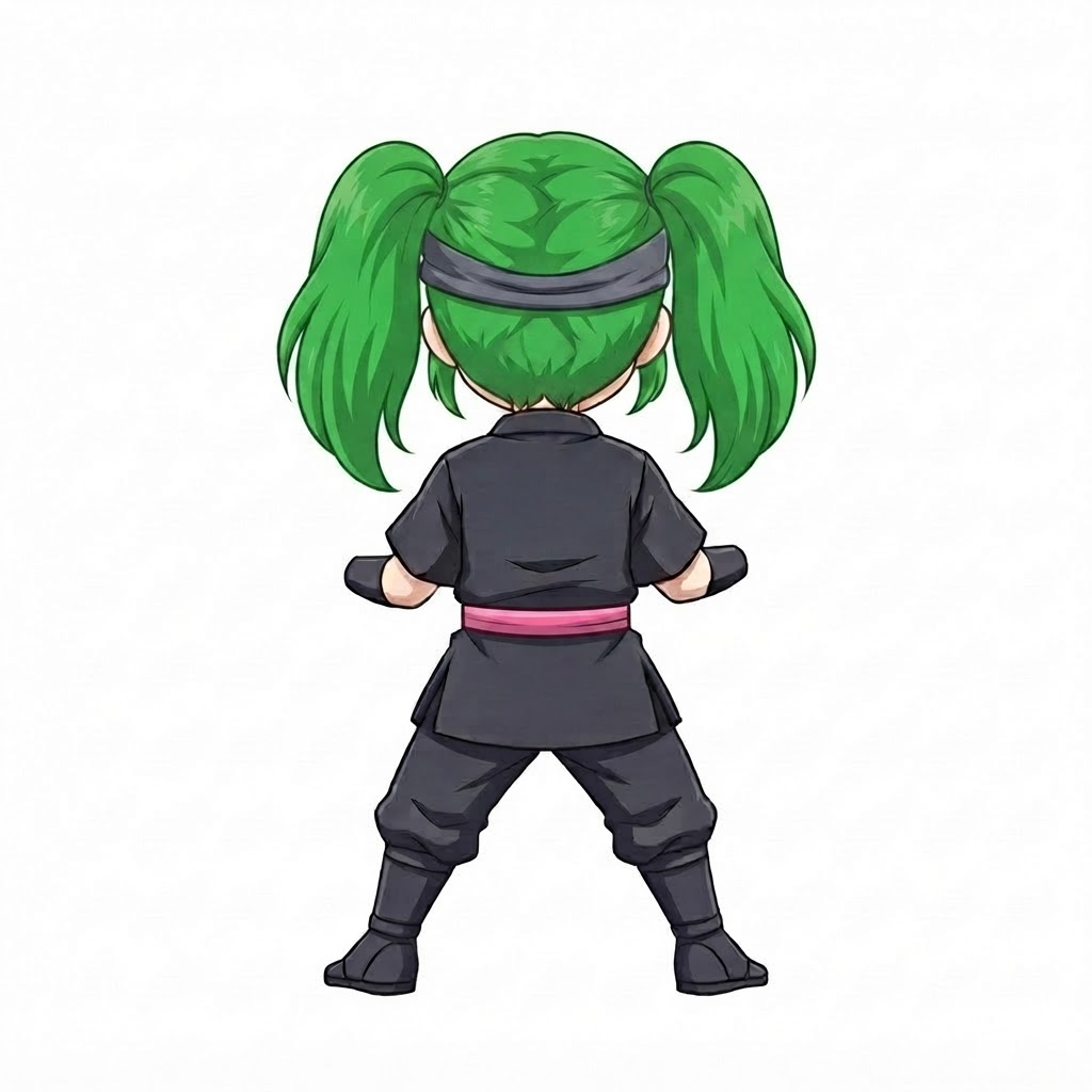 Image: This exact chibi ninja GIRL seen from BEHIND (back