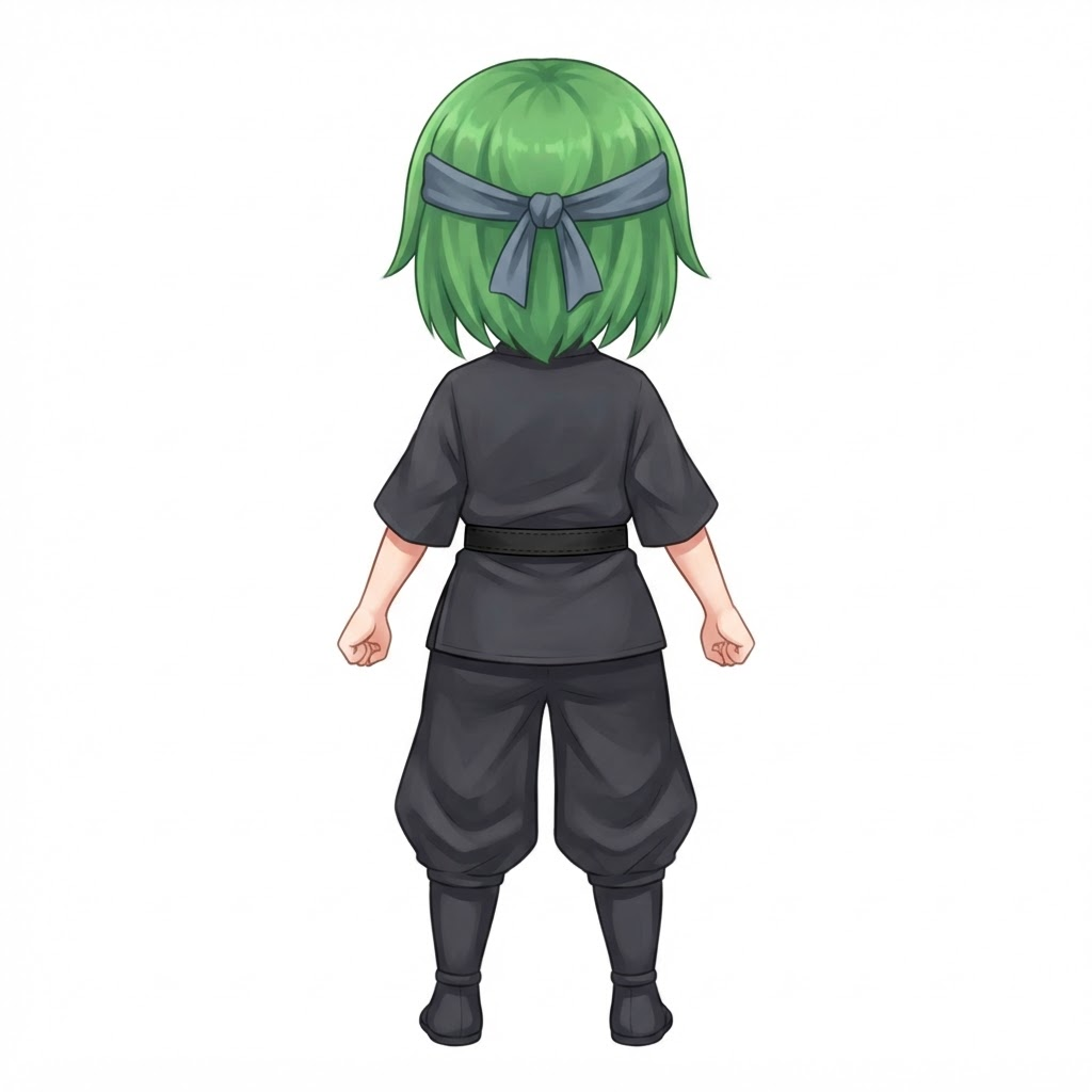 Image: This exact chibi ninja GIRL seen from BEHIND (back