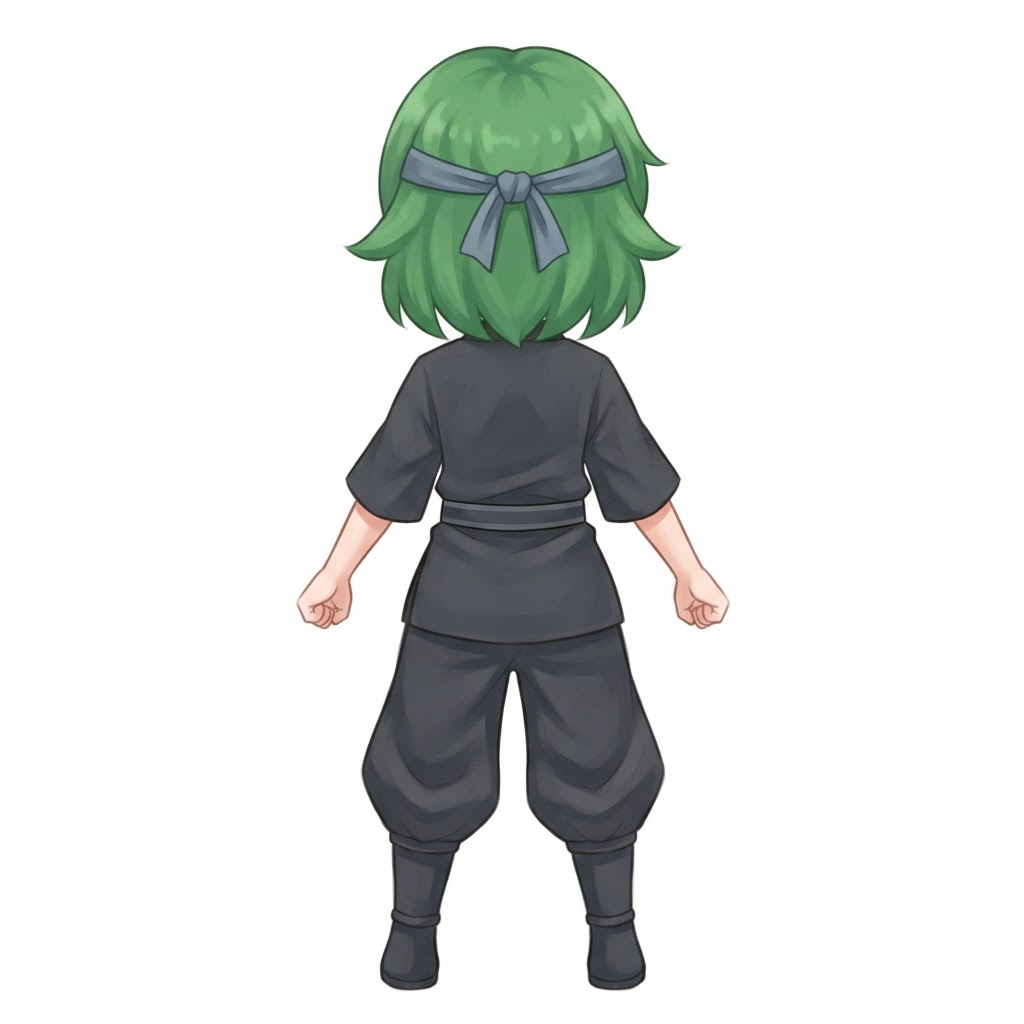 Image: This exact chibi ninja GIRL seen from BEHIND (back