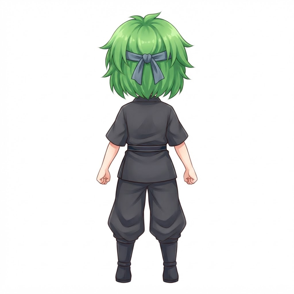 Image: This exact chibi ninja GIRL seen from BEHIND (back