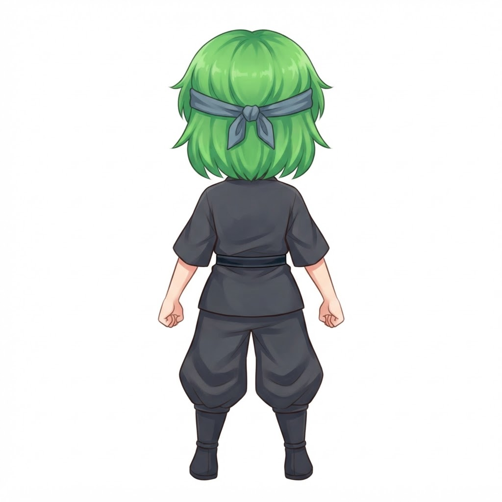Image: This exact chibi ninja GIRL seen from BEHIND (back