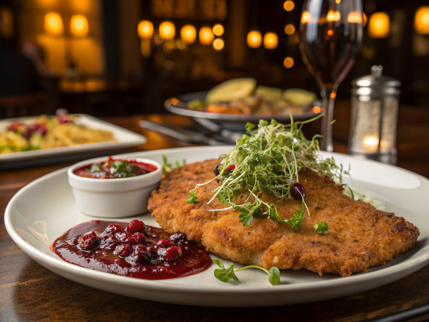 Traditional German Pork Schnitzel with Lingonberry Sauce