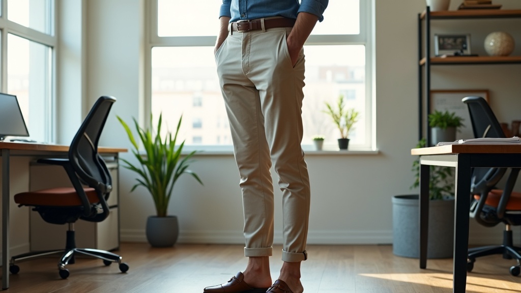 Man wearing sandals at work in an office setting