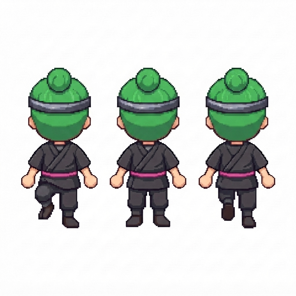 Image: BODY: a chibi BOY ninja with a VERY LARGE round he