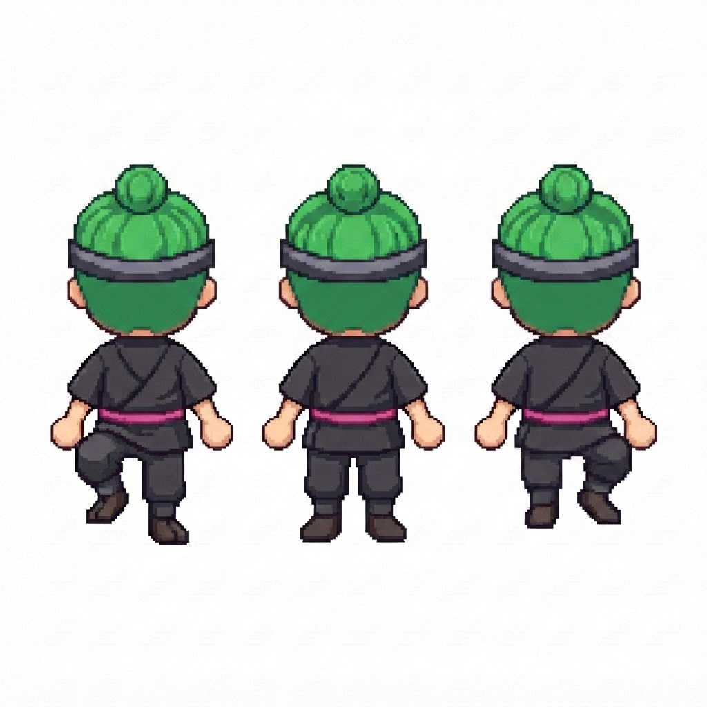 Image: BODY: a chibi BOY ninja with a VERY LARGE round he