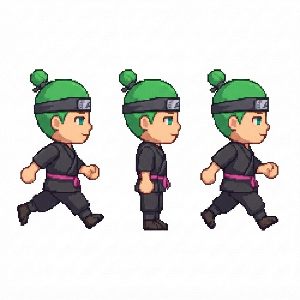 Image: BODY: a chibi BOY ninja with a VERY LARGE round he