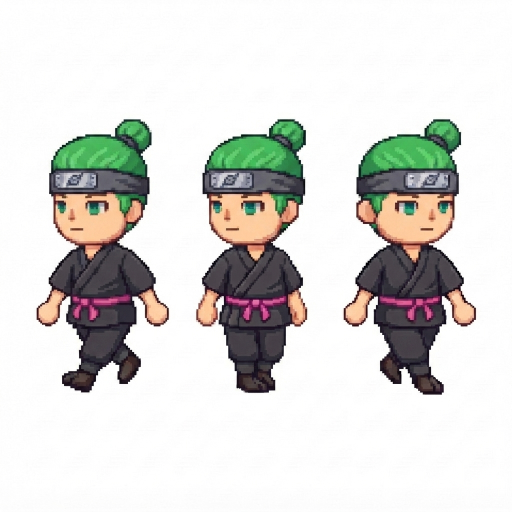 Image: BODY: a chibi BOY ninja with a VERY LARGE round he