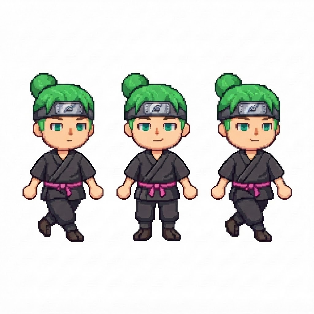 Image: BODY: a chibi BOY ninja with a VERY LARGE round he