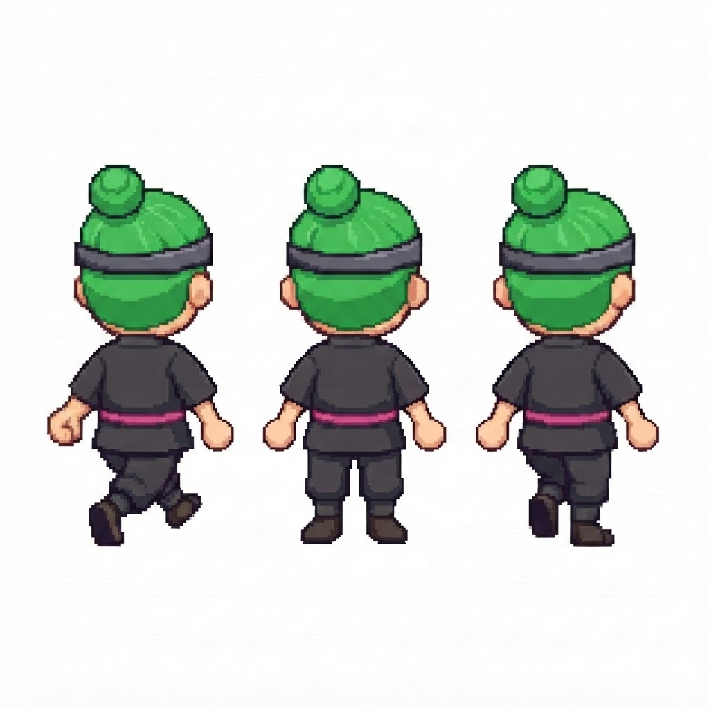 Image: BODY: a chibi BOY ninja with a VERY LARGE round he