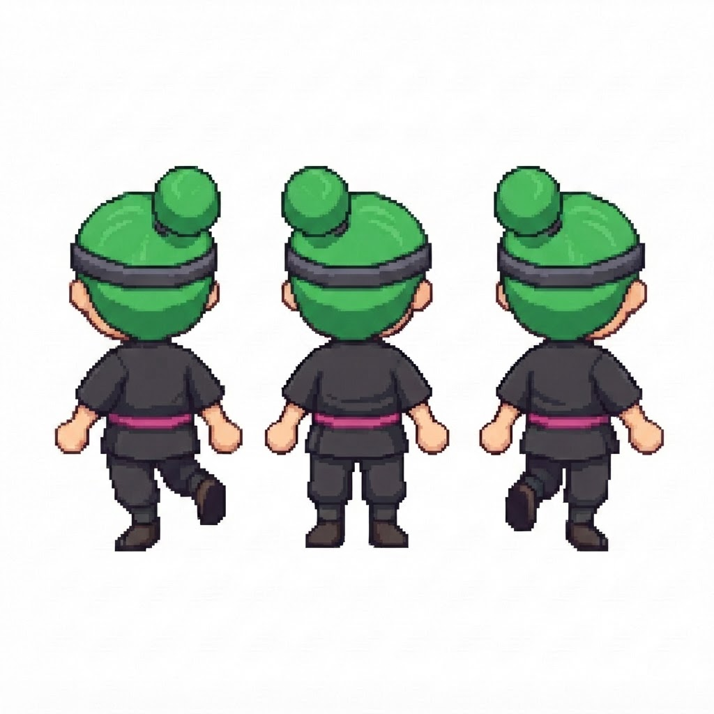 Image: BODY: a chibi BOY ninja with a VERY LARGE round he