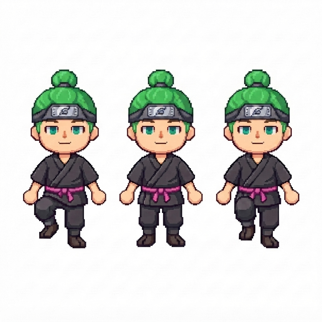 Image: BODY: a chibi BOY ninja with a VERY LARGE round he