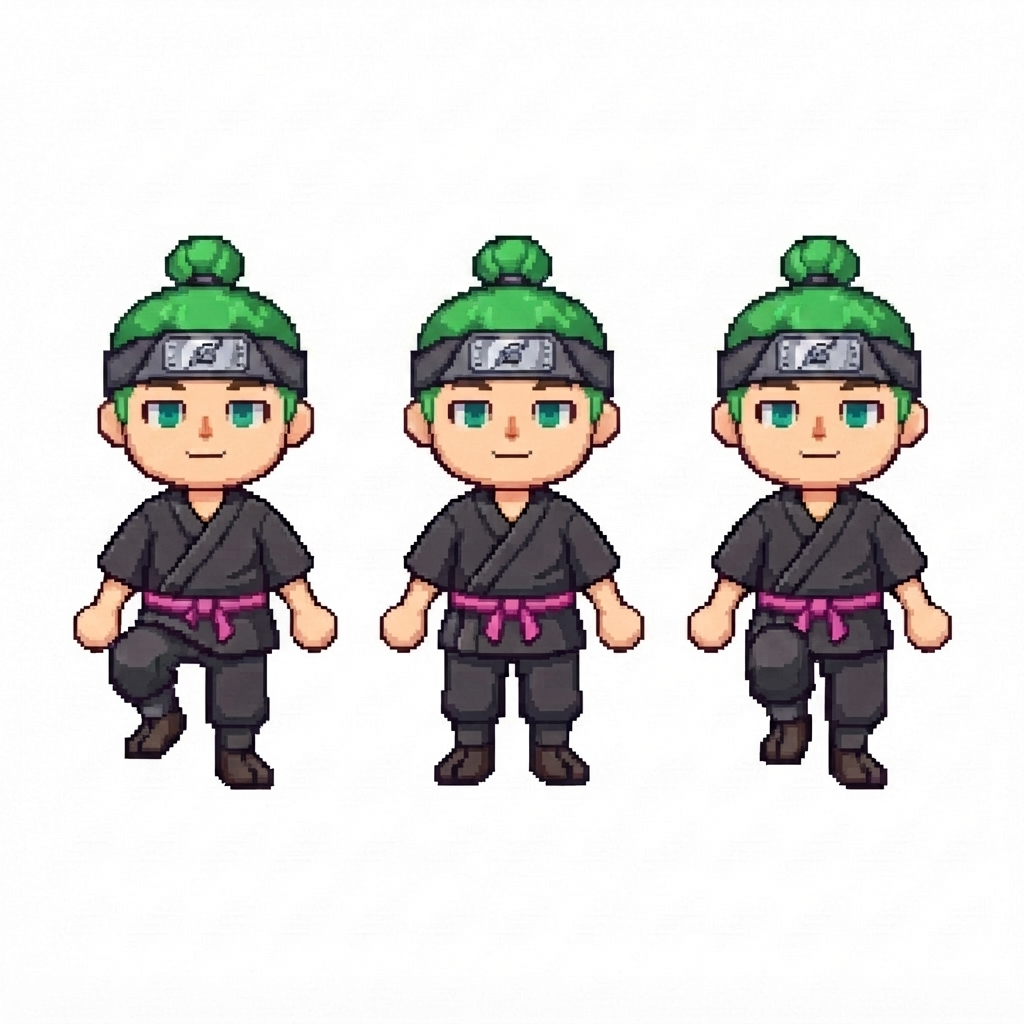 Image: BODY: a chibi BOY ninja with a VERY LARGE round he