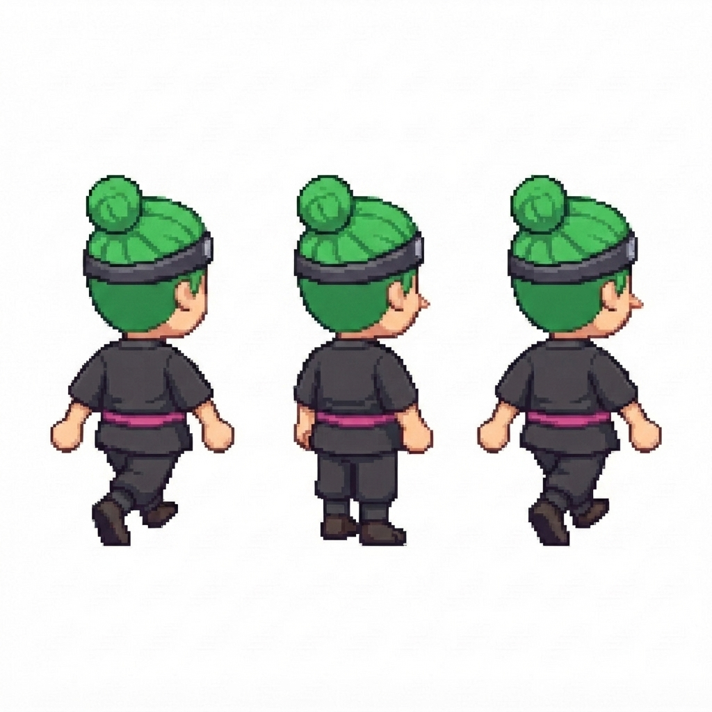 Image: BODY: a chibi BOY ninja with a VERY LARGE round he