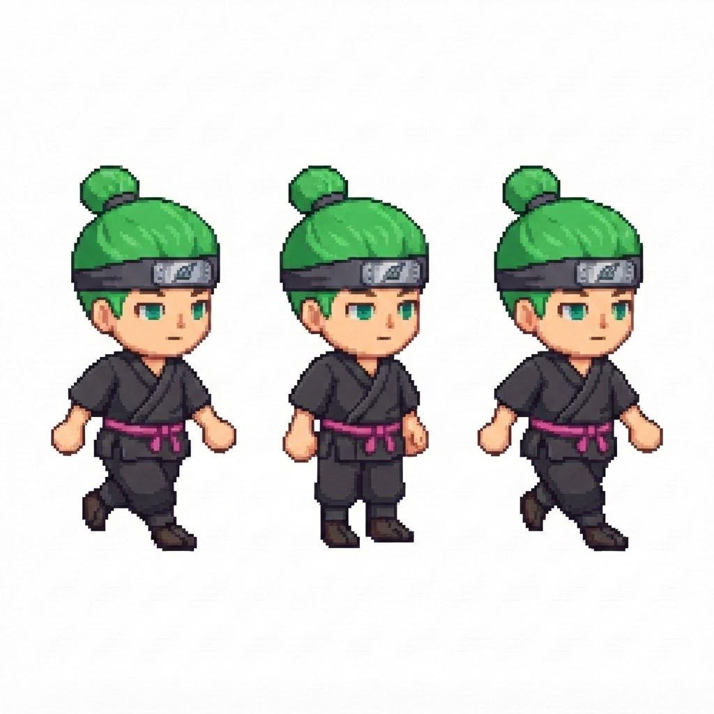 Image: BODY: a chibi BOY ninja with a VERY LARGE round he