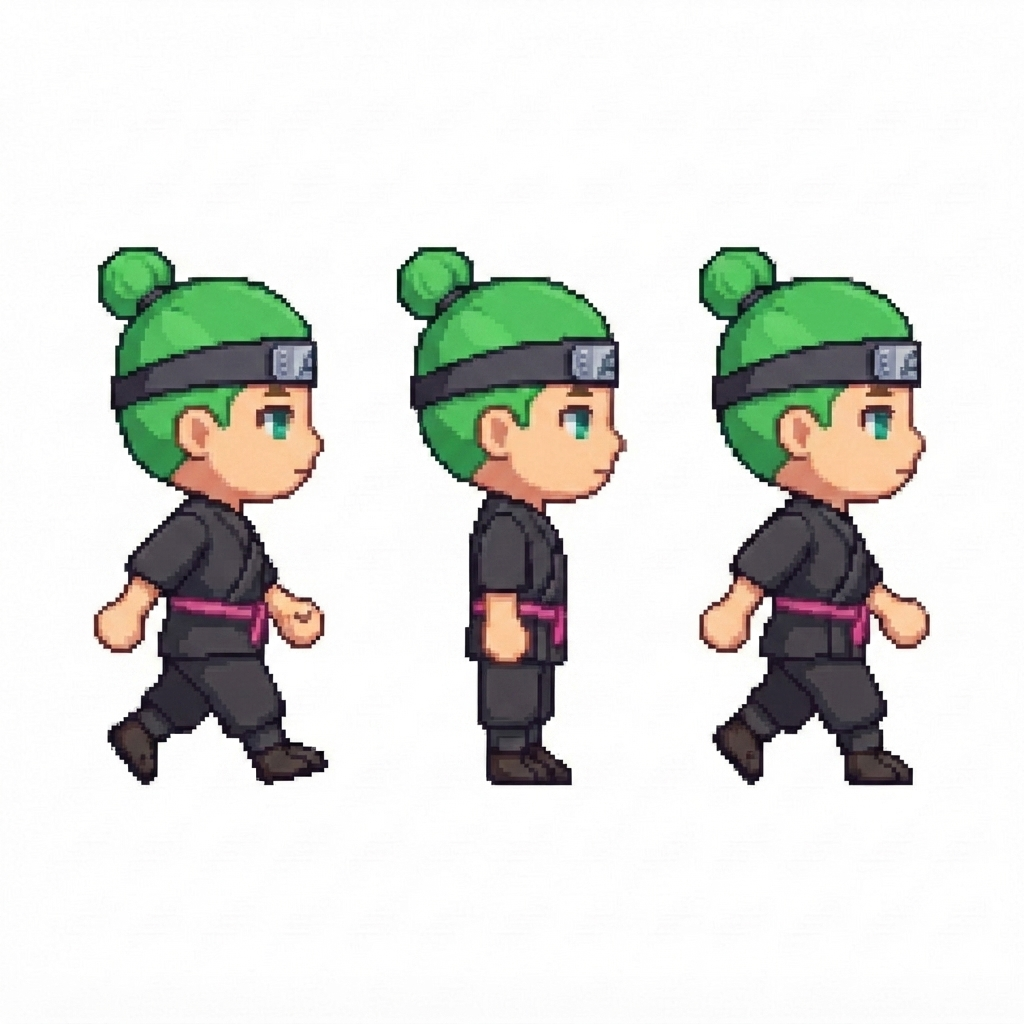 Image: BODY: a chibi BOY ninja with a VERY LARGE round he