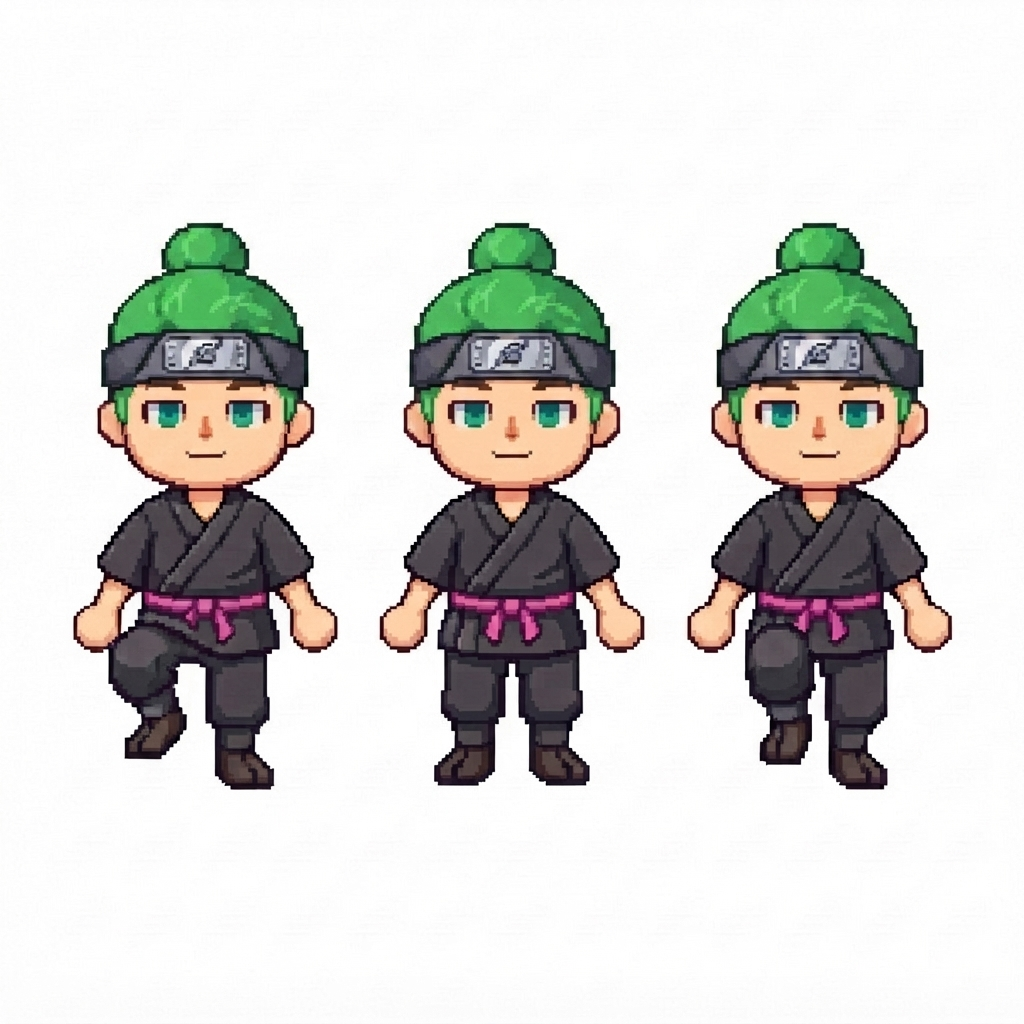 Image: BODY: a chibi BOY ninja with a VERY LARGE round he