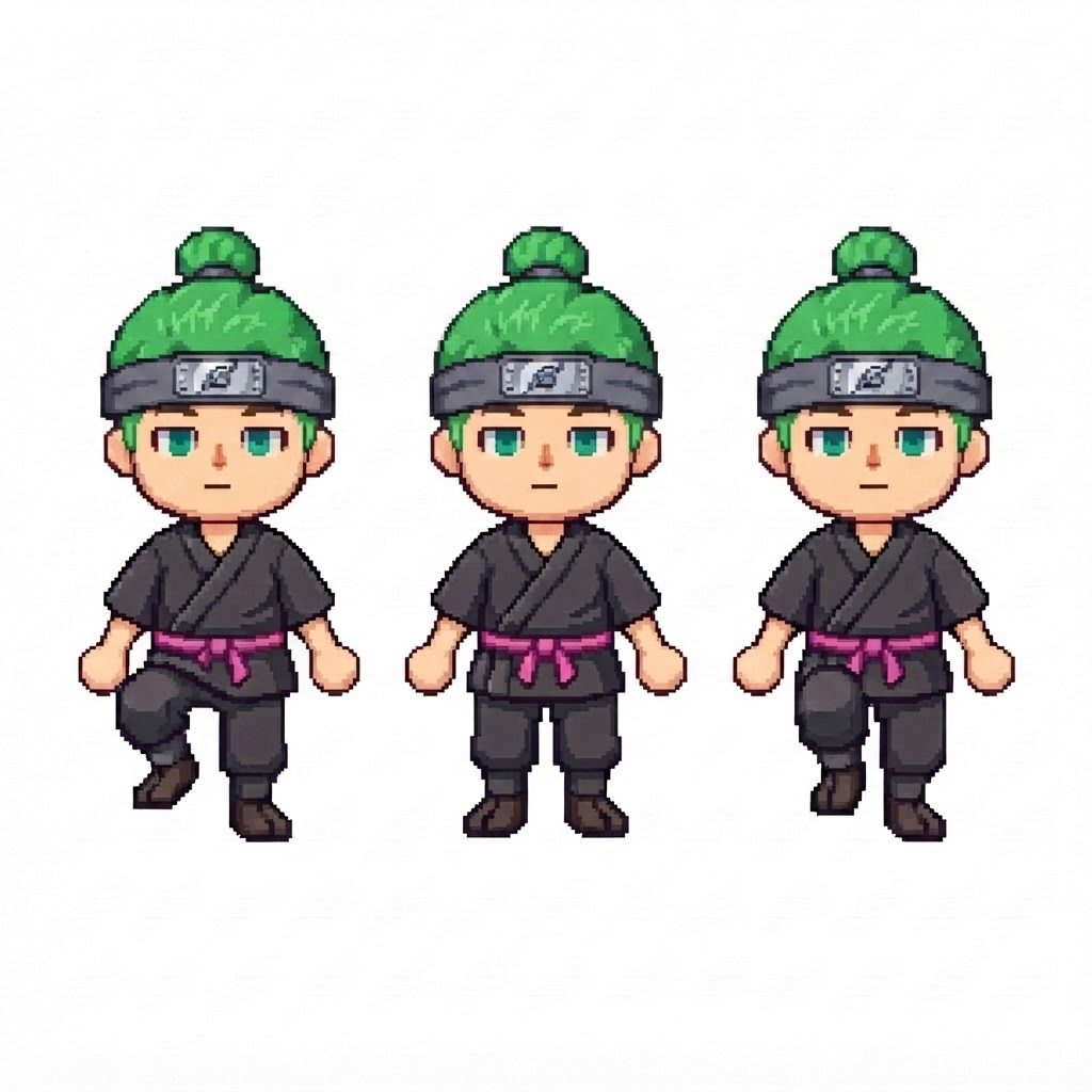 Image: BODY: a chibi BOY ninja with a VERY LARGE round he