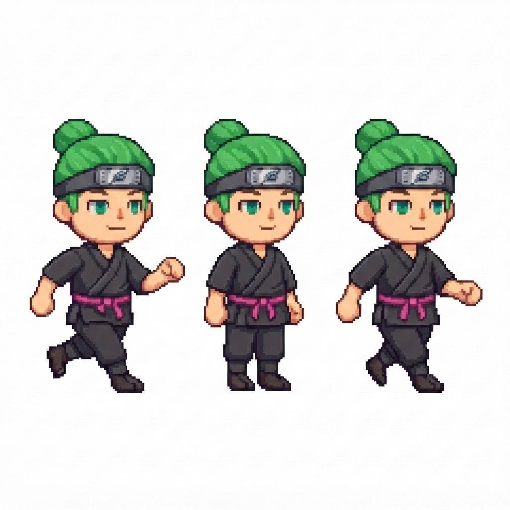 Image: BODY: a chibi BOY ninja with a VERY LARGE round he