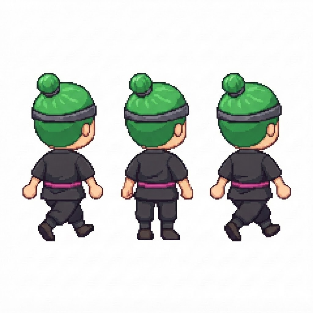 Image: BODY: a chibi BOY ninja with a VERY LARGE round he