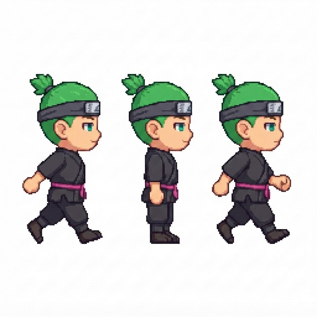 Image: BODY: a chibi BOY ninja with a VERY LARGE round he