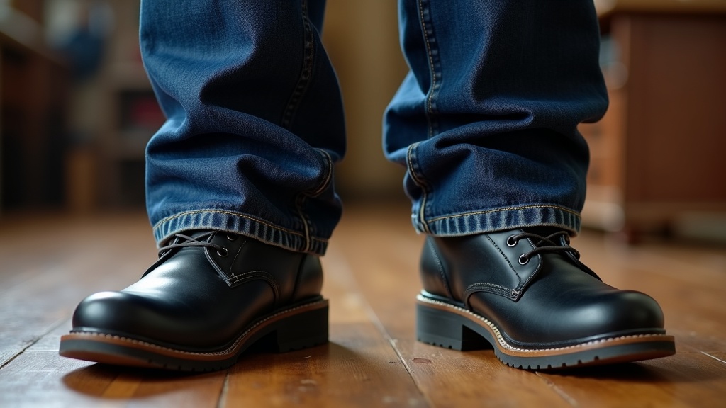 Comparison of jeans fit over work boots right vs wrong