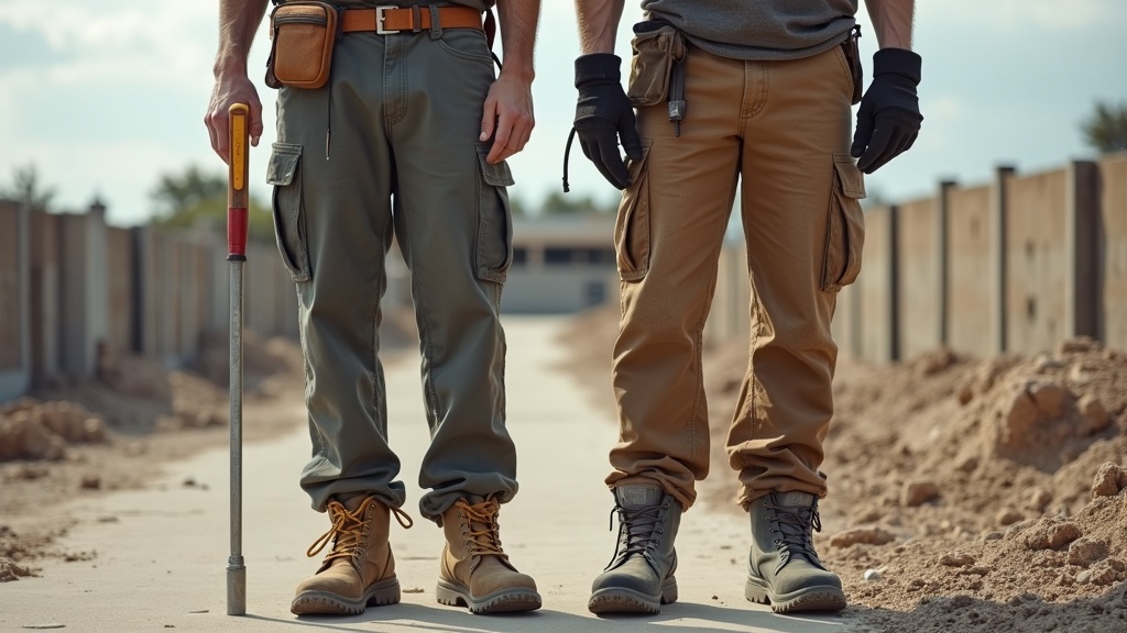 Loose fit vs relaxed fit cargo work pants comparison on jobsite