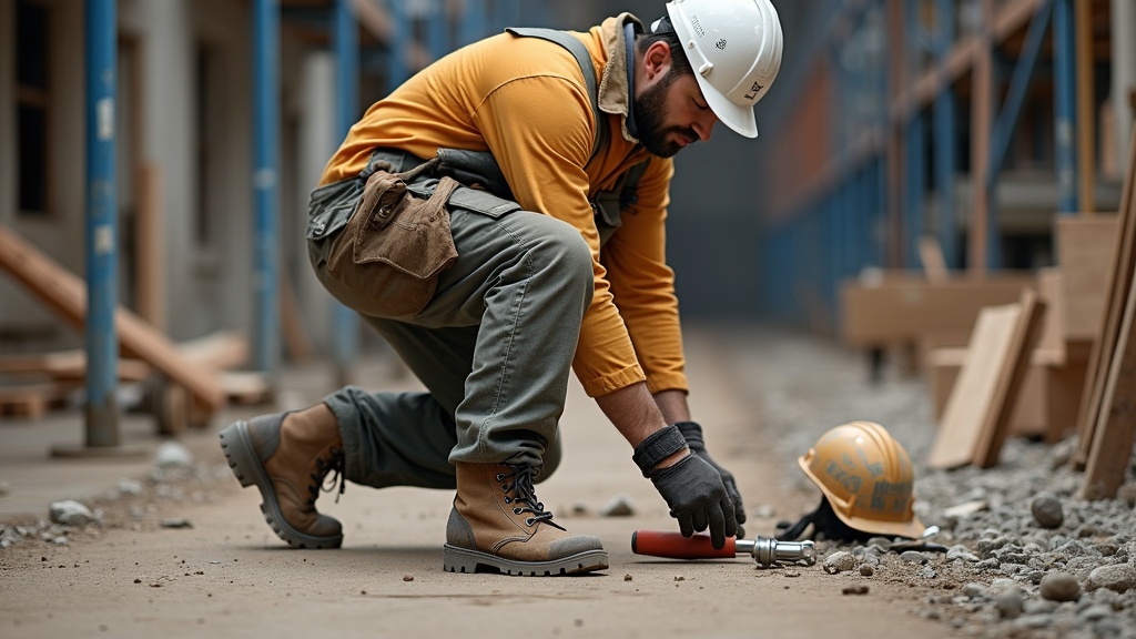 Cargo work pants for men on a construction jobsite